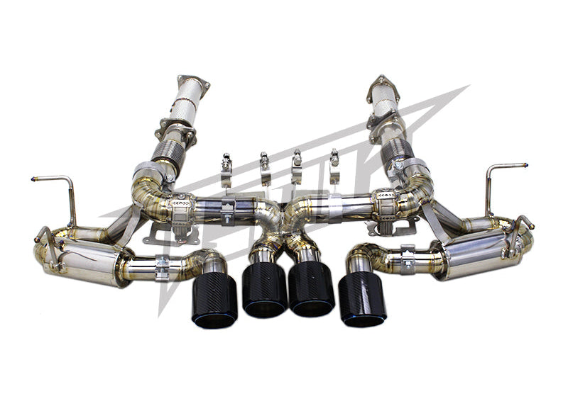 C8 Corvette Z06 Titanium Catback Exhaust + Downpipe + Carbon Fiber Tips. NO VALVES