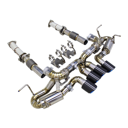 C8 Corvette Z06 Titanium Catback Exhaust + Downpipe + Carbon Fiber Tips. NO VALVES